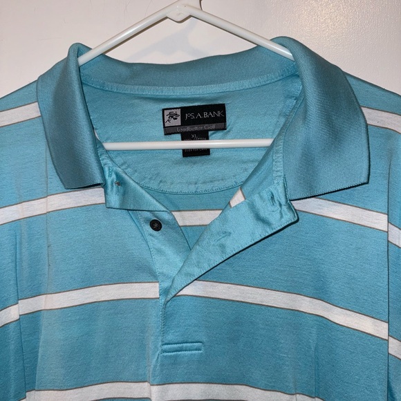 Jos. A Bank Men’s Leadbetter Golf Polo Shirt Size XL Blue White Striped - Picture 2 of 5